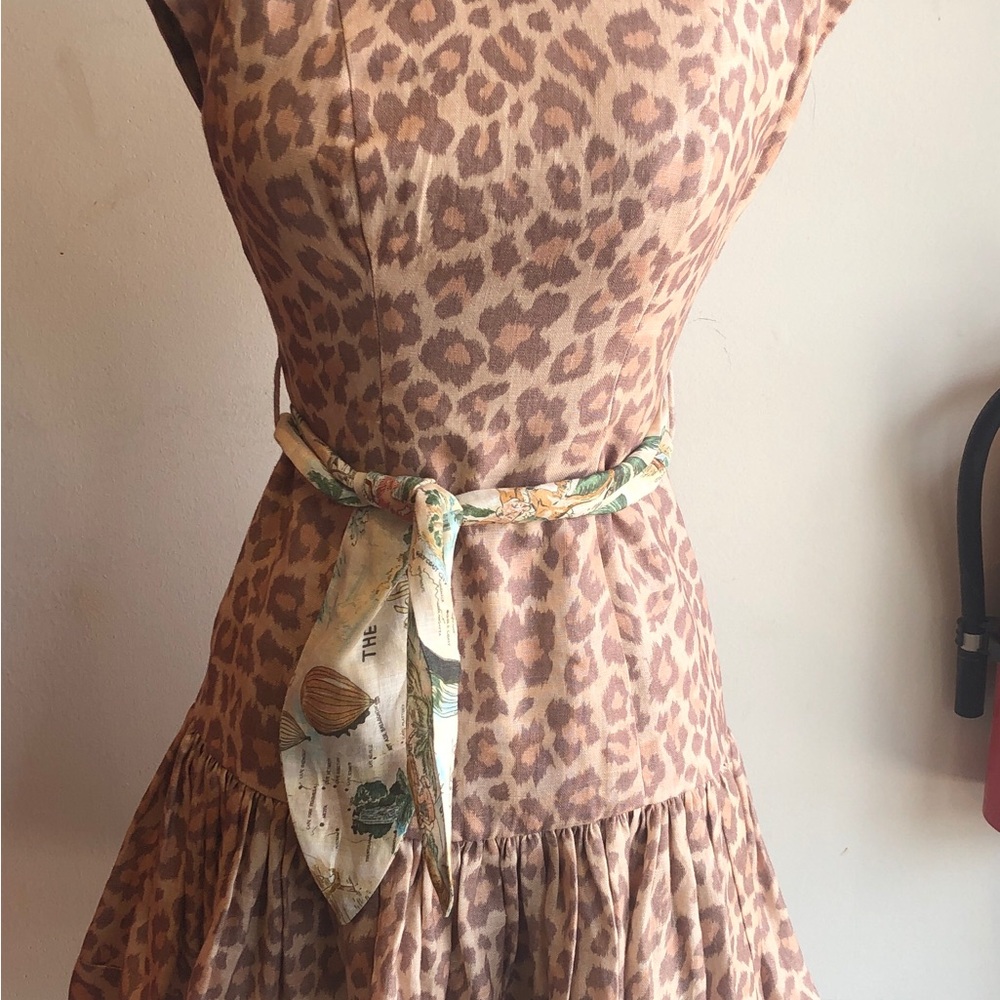 Adorable Zimmermann animal print dress with fabric belt! Size 2 !